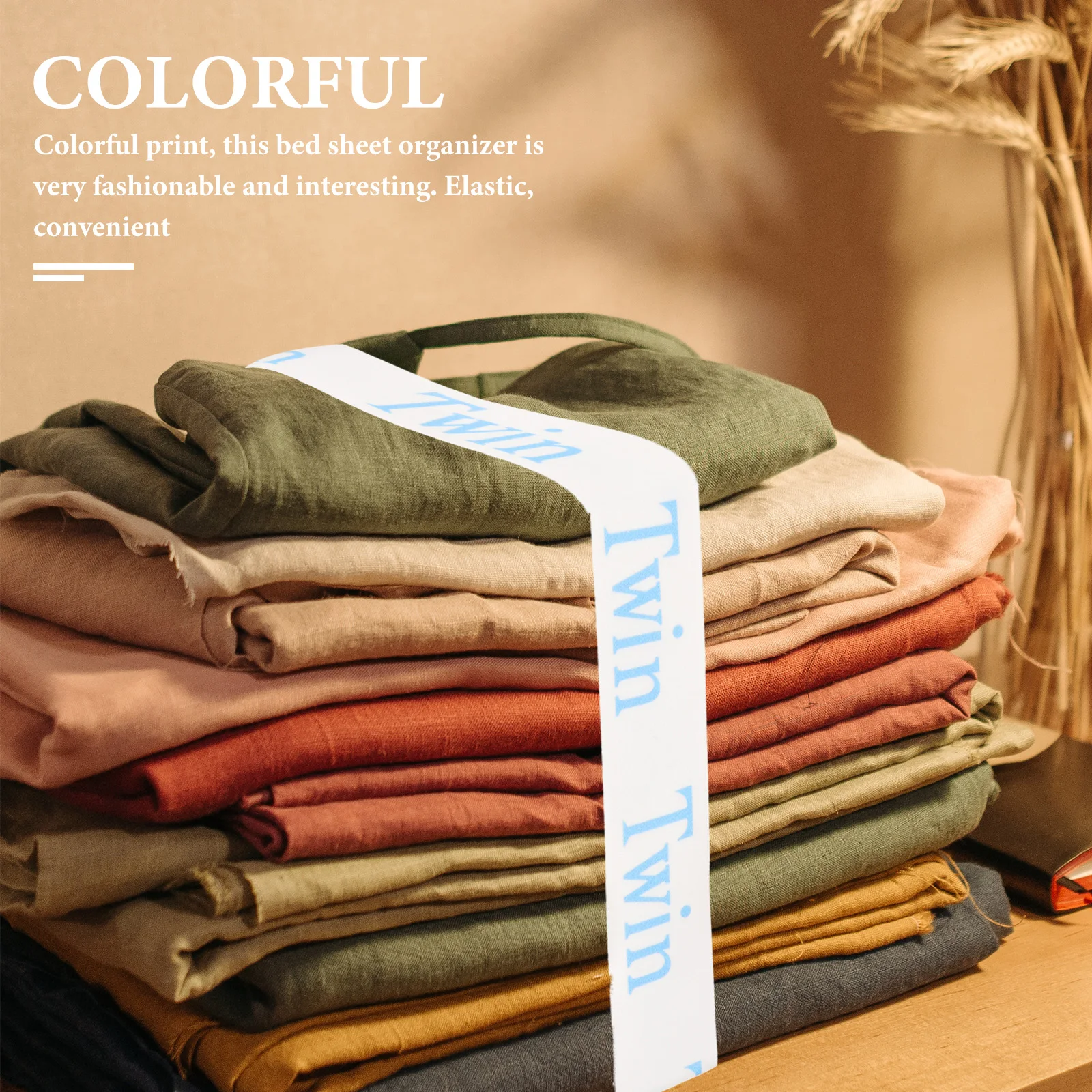 

4pcs Bed Sheet Storage Bands Elastic Adjustable Polyester Material Closet Organization Straps For Sheets Pillowcases Home