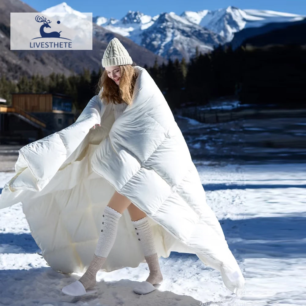 

Liv-Esthete Winter Women 100% Goose Down Quilt Comforter 3D Bread Duvet All Season Blanket Queen King Cotton Shell Sleep Gift