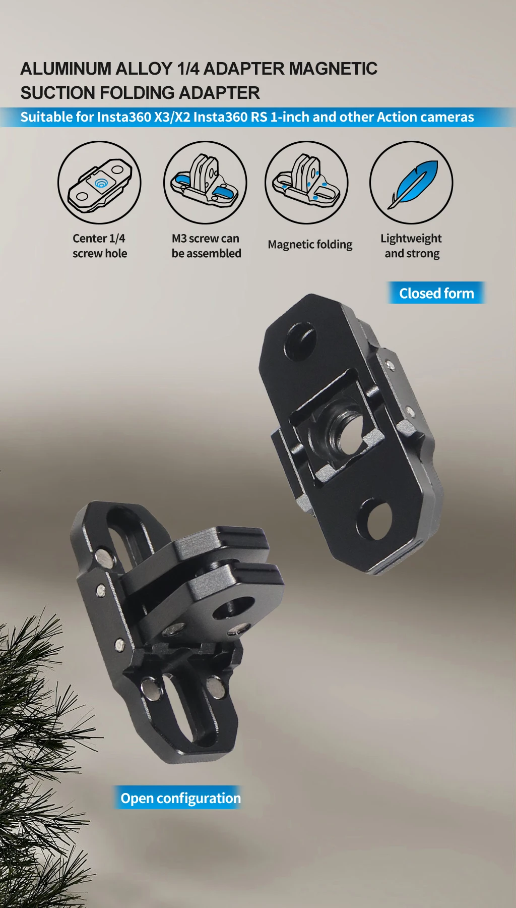 Metall Basis halterung Mini Stativ Adapter m3 Befestigungs schrauben für Gopro Dji Action4 Kamera Käfig Rig Rahmen Halterung Selfie Stick Halter – Detail 1