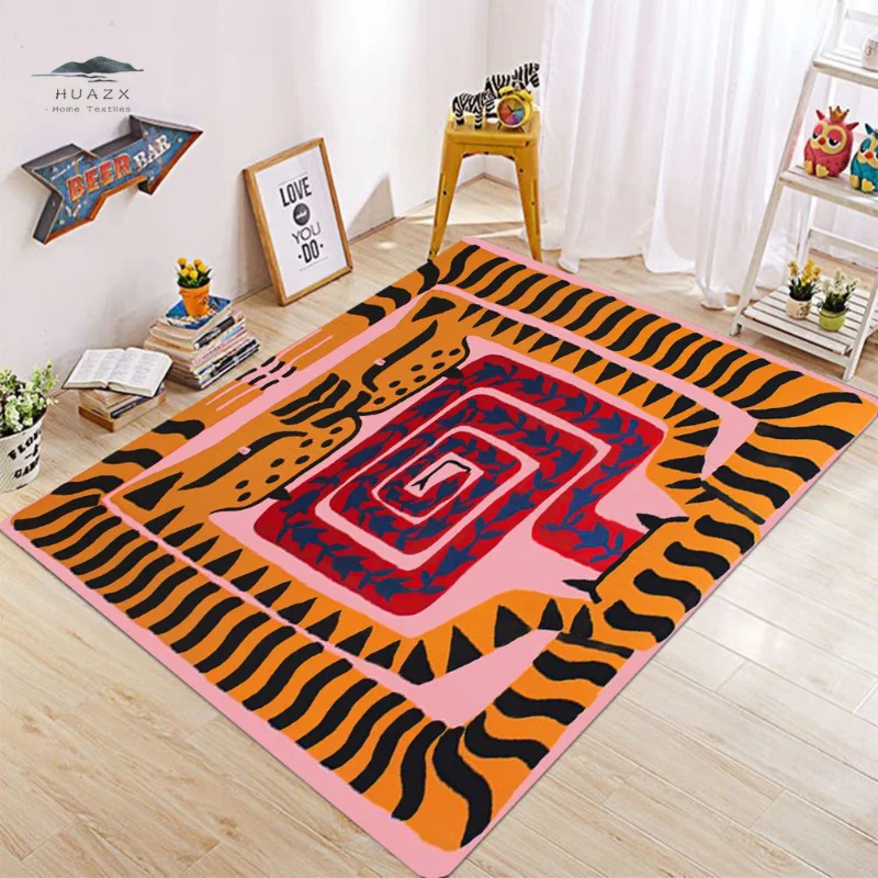 Color Abstract Carpet Ancient Egyptian Mural Rug Flannel Material Bedroom Sofa Table Non-slip Floor Mat Home Decoration Carpets