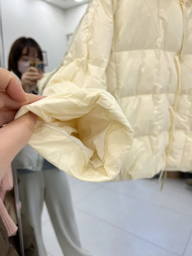 Hiver nouvelle doudoune femmes 2025 version coréenne col montant ample et à lacets décontracté blanc canard doudoune à la mode