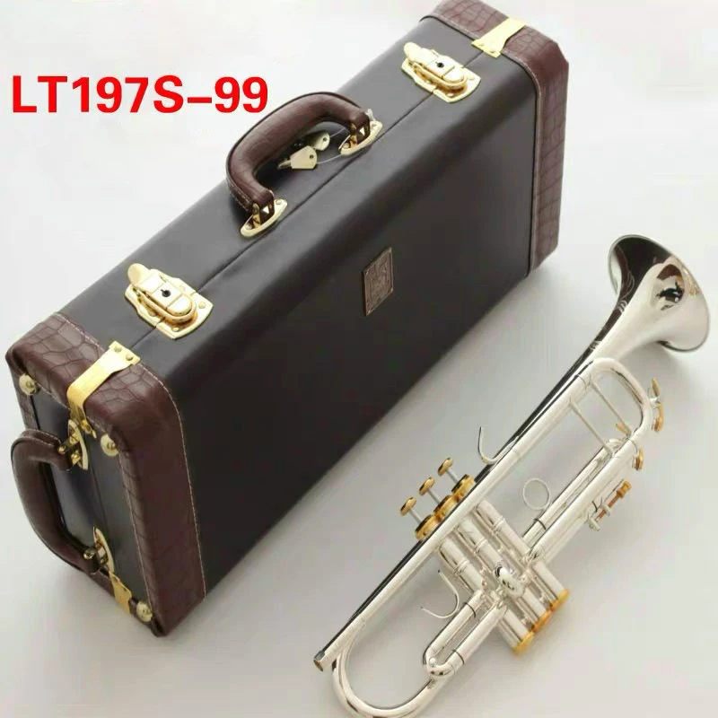 Original high quality Trumpet Model Silver Plated LT197S-99 Trumpete trompete with Original Blue Case free Shipping