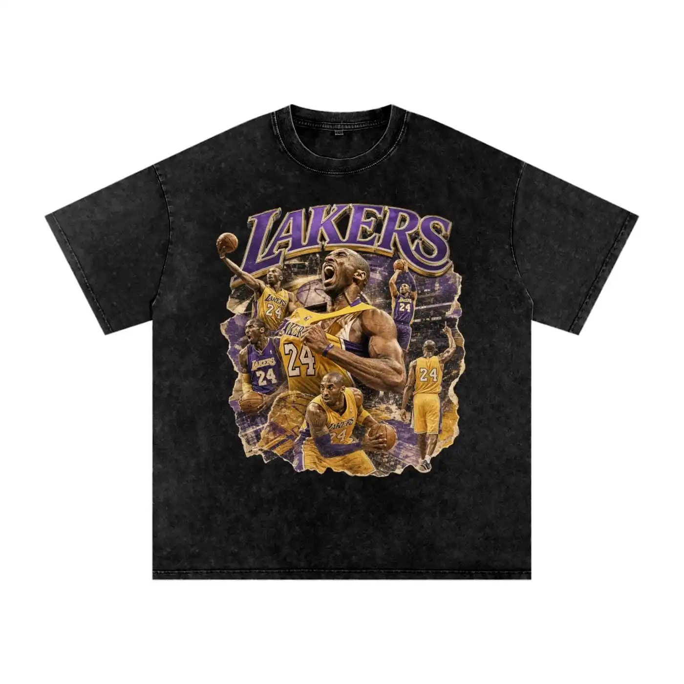 Vintage Kobe Bryant Lakers Graphic T-Shirt, Black Mamba Retro Basketball Wash Tee