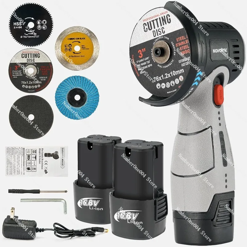 

16.8v brushless angle grinder kit - multi-function mini angle grinder lithium battery cutting machine set for home use