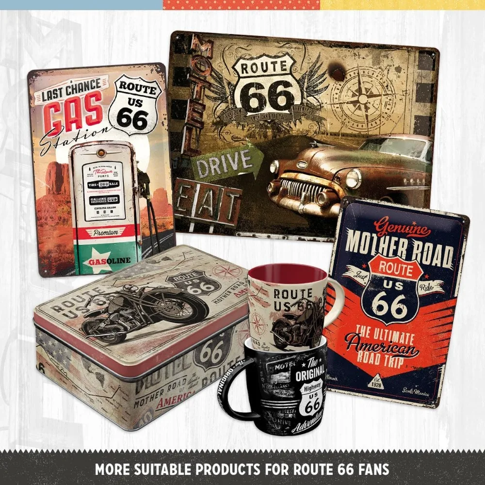 لافتة قصدير لمحطة الوقود Noostalgic-Art Route 66 - خصم 20% على ديكور عتيق، هدية لمحبي الولايات المتحدة الأمريكية #3