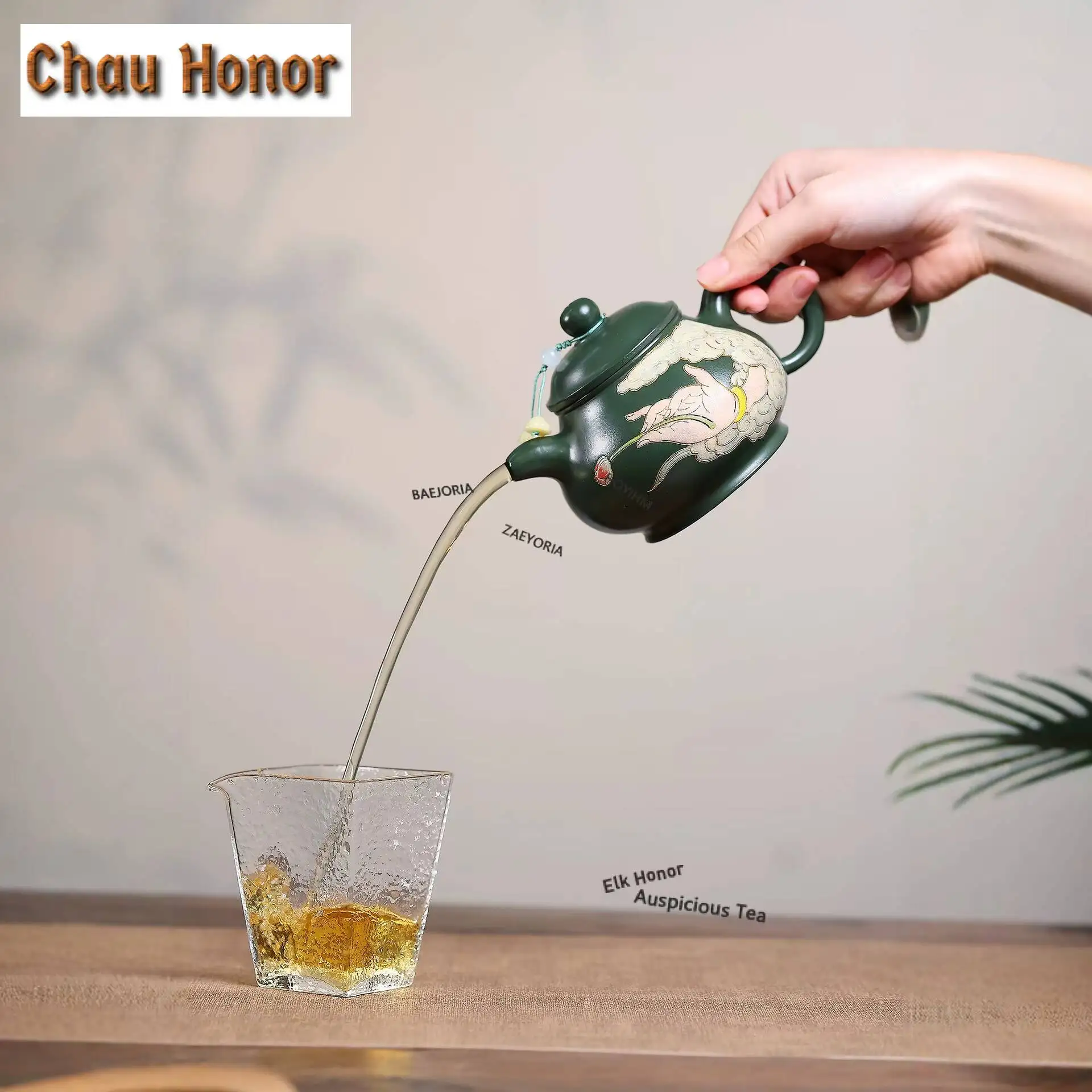 ZAEYORIA 310ml Yixing Purple Clay Teapots Handmade Jade Breast Pot Raw Ore Green Mud Kettle Chinese Zisha Tea Set Decoration