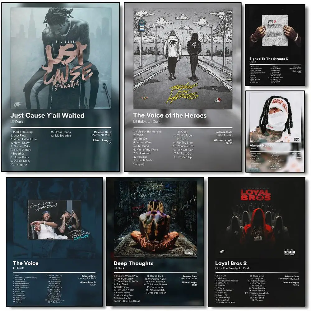 Singer Lil Durk Album Poster HD Decorative Wall Art Aesthetic Home Decor for Living Room Bedroom Café Office Modern Stylish Gift
