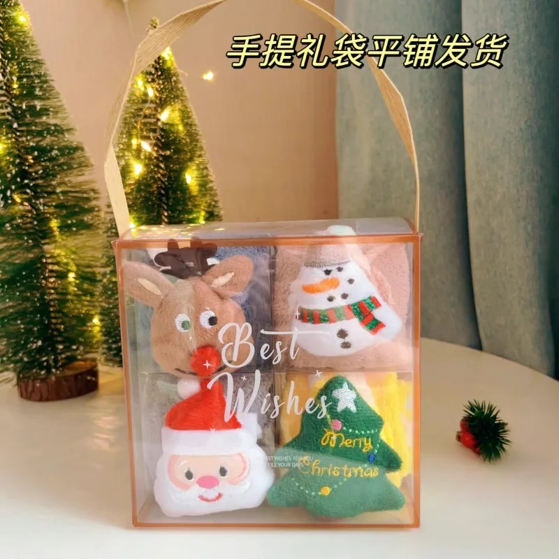 هدية الكريسماس معلقة منشفة اليد المرجان الصوف منشفة ماصة المطبخ المنزلية والحمام الكرتون تجفيف الأيدي منشفة معلقة #6