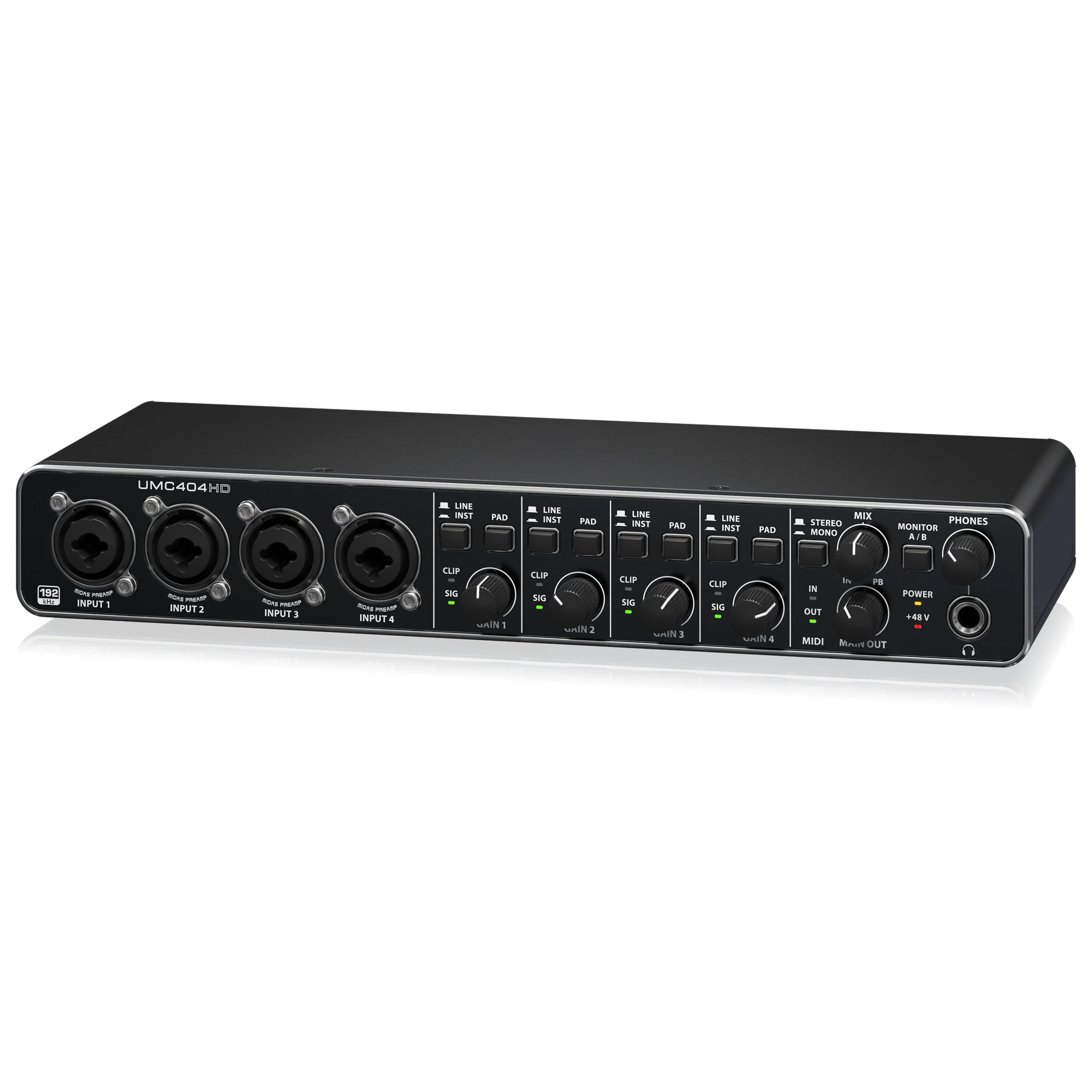 Soundkarte UMC404HD 4-In/4-Out USB 2.0 Audio-Interface mit 4 Midas Mic Preamps Studio Pa System Musikausrüstung