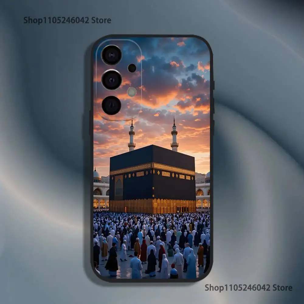 Moslem e kaaba capa de telefone à prova de choque para Samsung S25, S24, S21, S22, S23, S30, Ultra, S20, Plus, Fe, Lite, 5G Capa preta