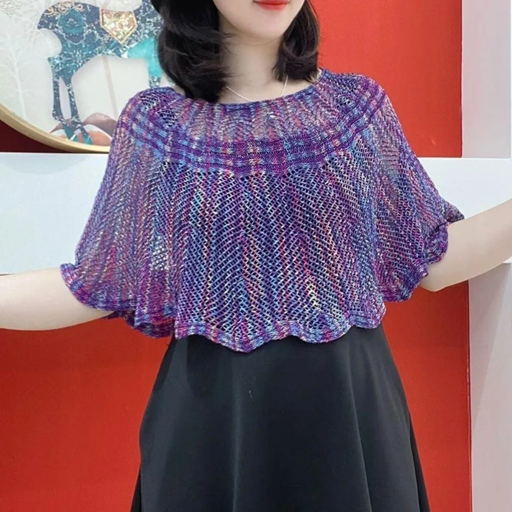 Pullover Style Crochet Shawl Pearl Brooch Vintage Hollow Out Shawl Detachable Collars Lace Knitted Beach Cover-up Daily view 4