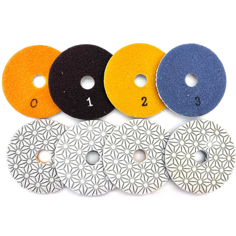 Almohadilla de pulido en húmedo Flexible de 4 pulgadas, 4 escalones, diamante para mármol, granito, azulejo de cerámica, hormigón, envío gratis, 4 piezas/8 piezas