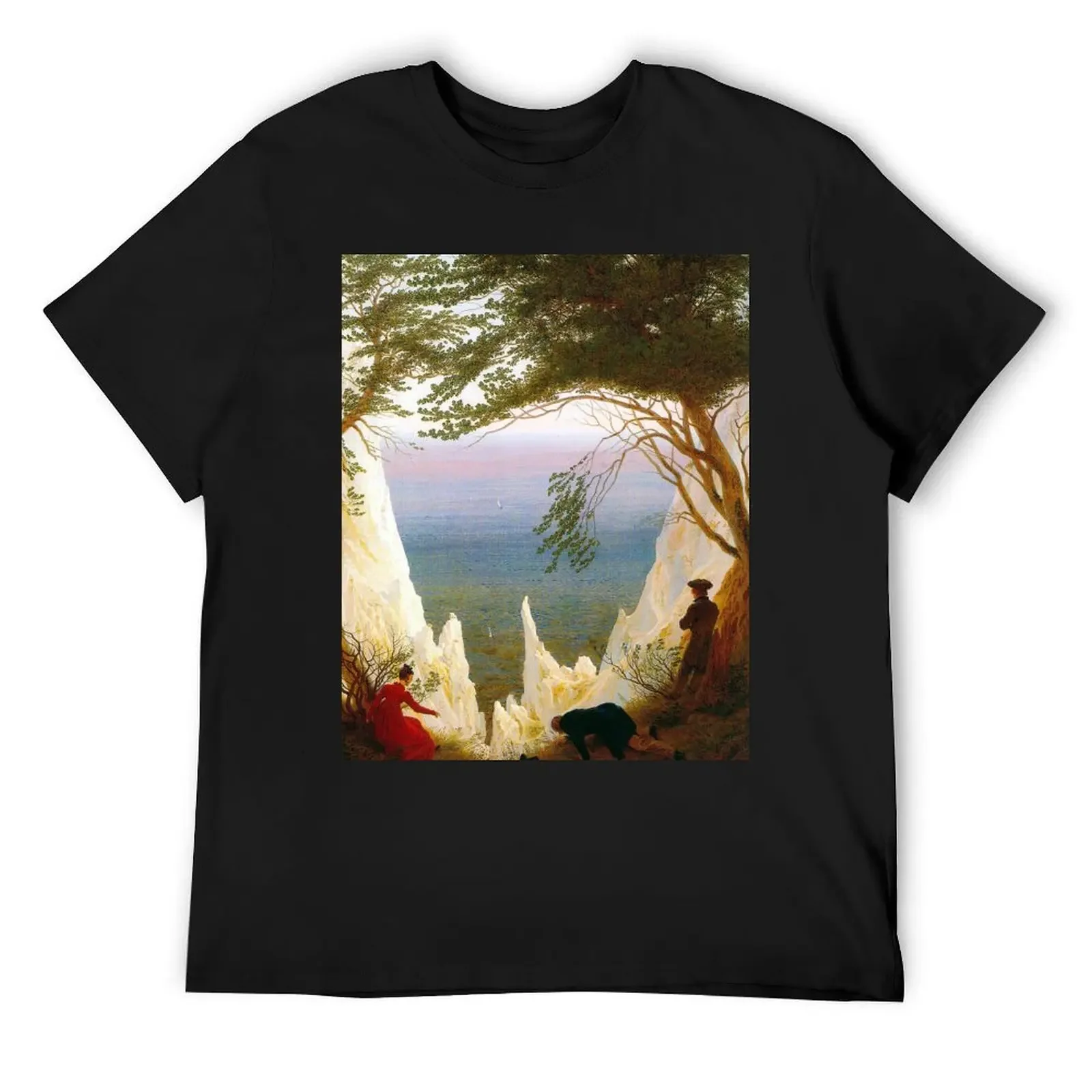 HD CASPAR DAVID FRIEDRICH - Chalk Cliffs at Ruegen 1818 - 1819 T-Shirt Aesthetic clothing anime tshirt plain t shirts men