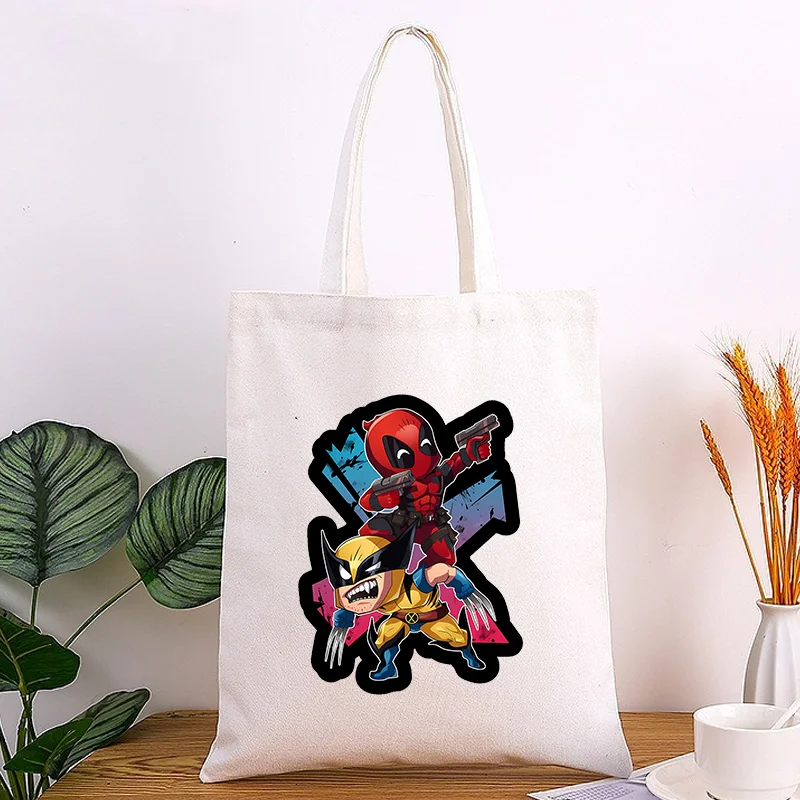 Deadpool & Wolverine Canvas Bag pacchetto Tote pieghevole borsa a tracolla per vacanze in mare studente Cross-Package College regalo riutilizzabile