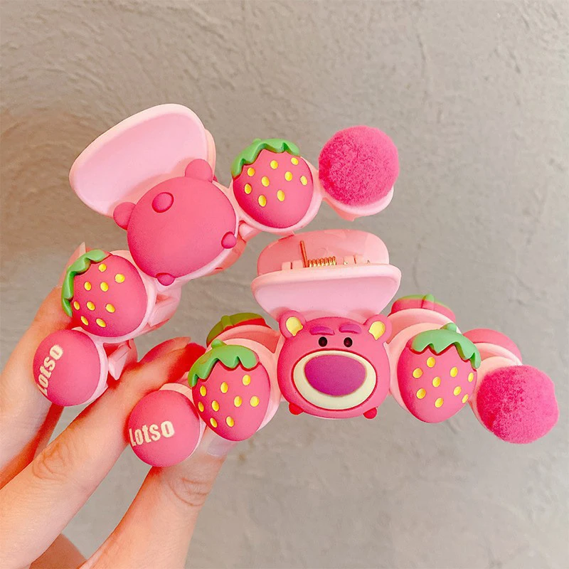 Sanrio Hair Grips For Women Cartoon Anime Lotso Hairpins Girl Strawberry Bear Hair Claws Kids Shark Hairclips Friends Party Gift