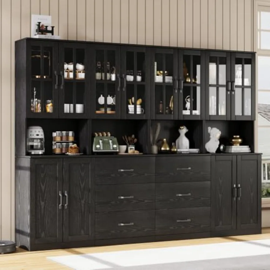 

Современный 5-уровневый книжный шкаф со стеклянной дверцей и большим выдвижным ящиком, черный стеклянный витринный шкаф с полками для хранения для дома и офиса