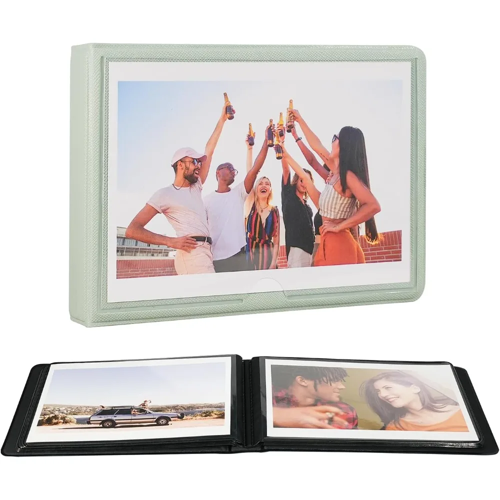 

4x6 Mini Photo Album with Leather Cover, Holds 29 Pictures, Portable Wallet for Wedding, Anniversary, Baby, Family, Min