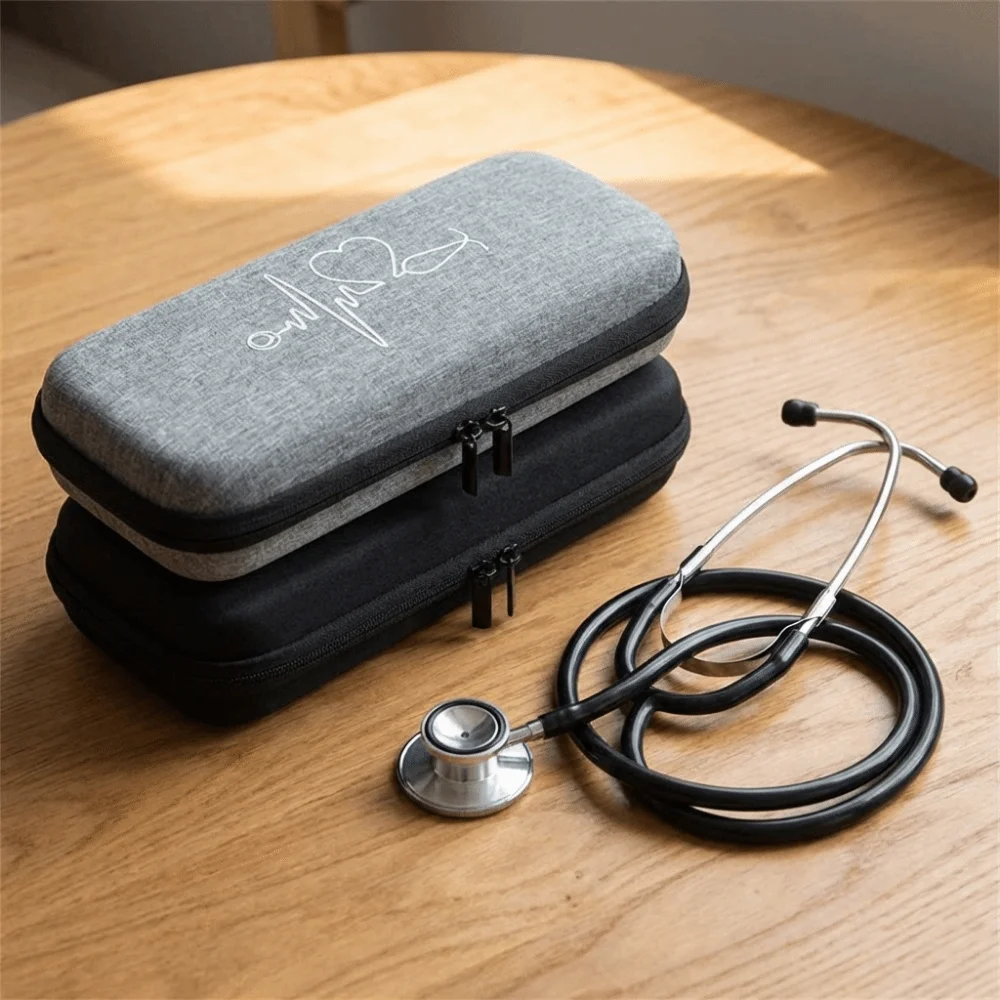 EVA Stethoscope Storage Bag Shockproof Empty Stethoscope Carrying Case Hard Shell Mesh Pockets Portable Storage Box Office