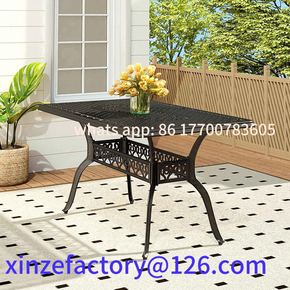 

Customizable Voltsify Outdoor Cast Aluminum Square Patio Table with Umbrella Hole