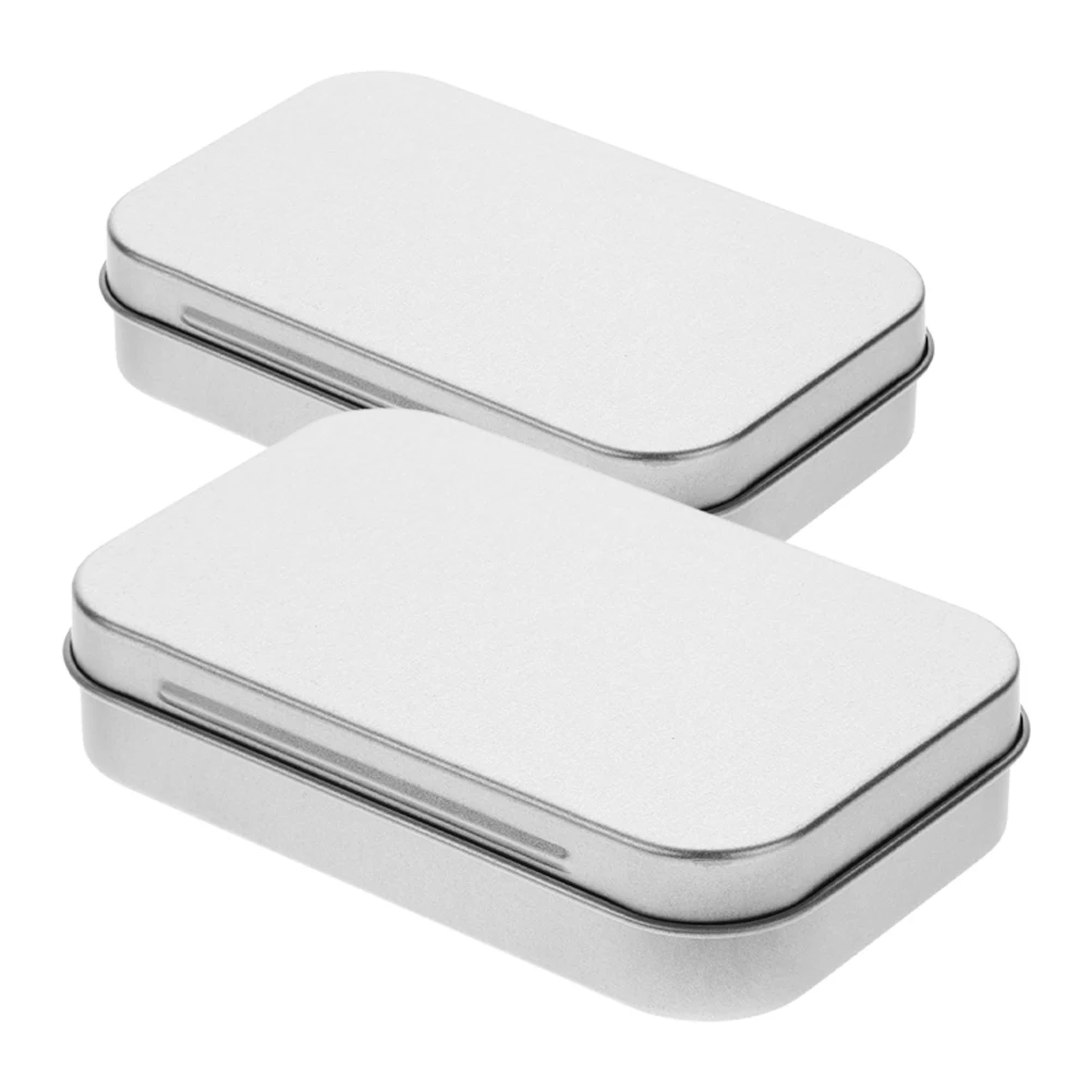 

2pcs Tinplate Boxes Sturdy Metal Containers Snack Storage Organizer Candy Jewelry Holder Portable Small Tin Box With Lid