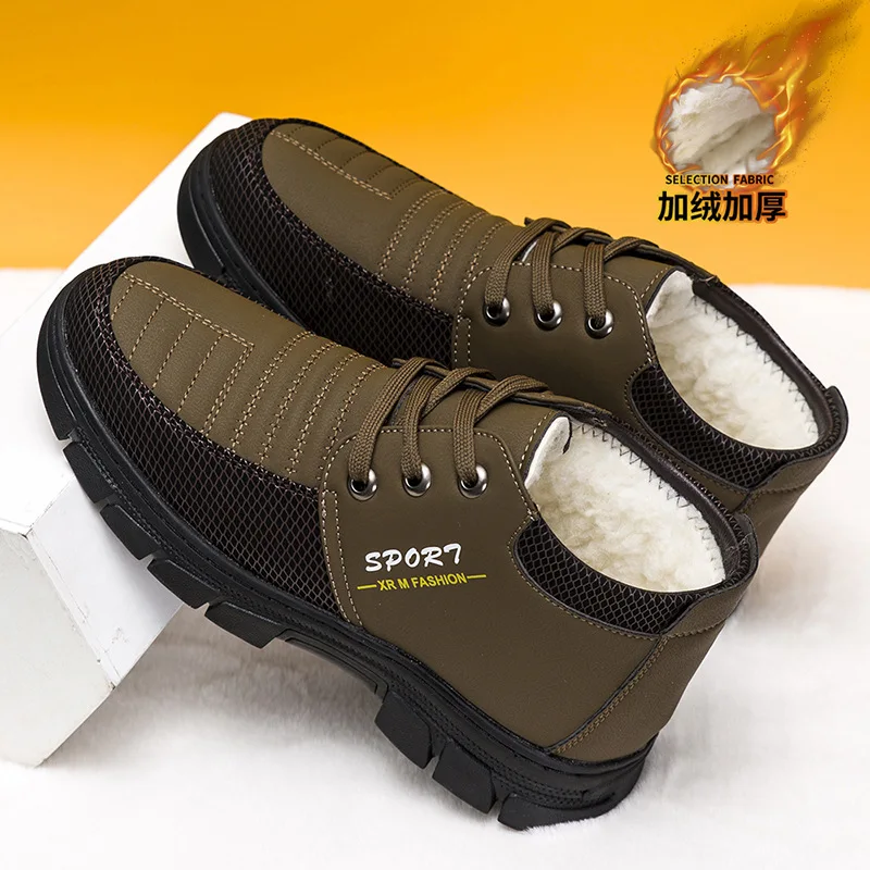 Cotton Shoes 2025 Winter Men's Velvet Warm High Top Shoes Middle aged and Elderly Dad Shoes Winter Shoes