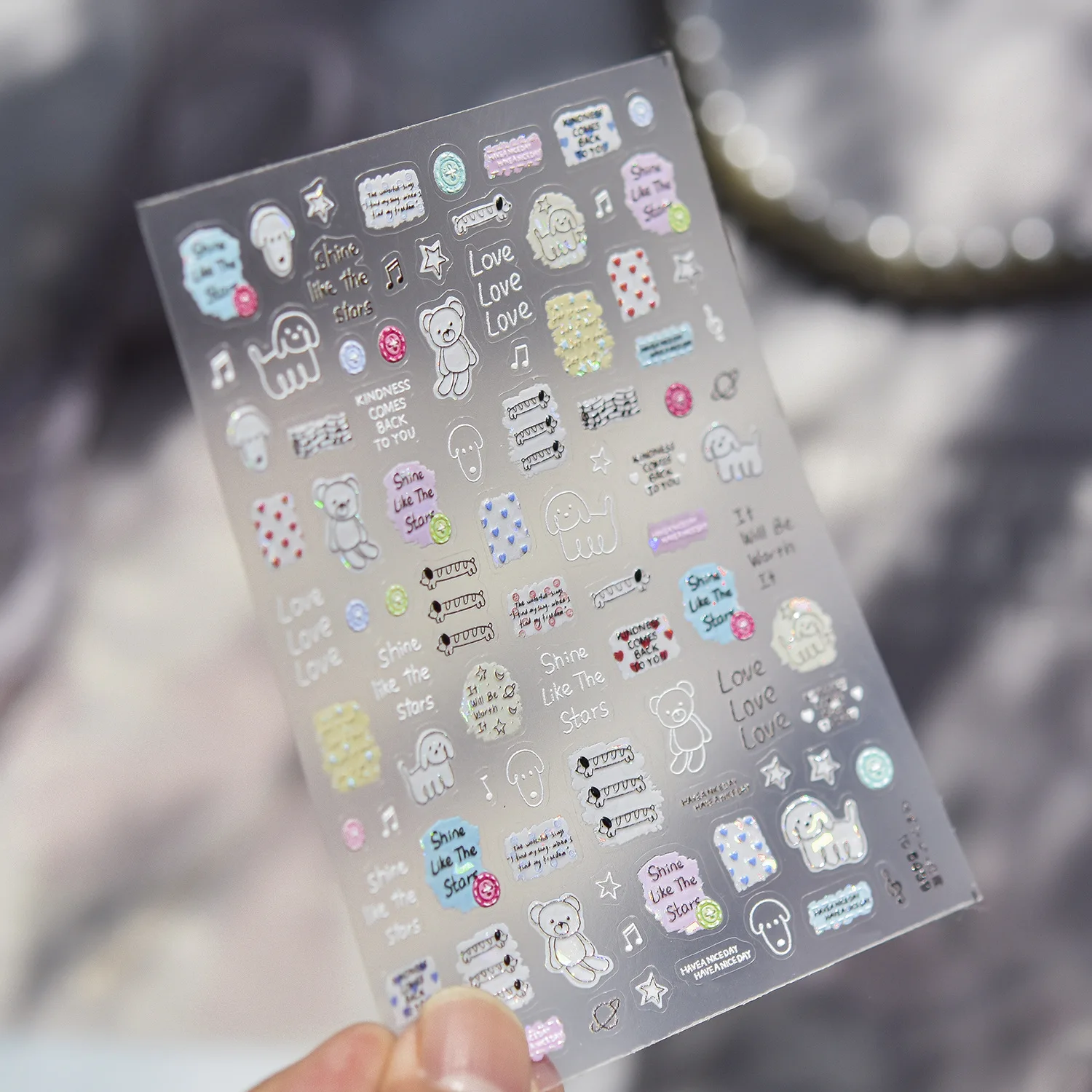 1 ورقة عالية الجودة مسمار الفن ملصقات لطيف بسيط الكتابة على الجدران عيد ميلاد الدب الفن DIY بها بنفسك مانيكير ملصق الديكور T-5438