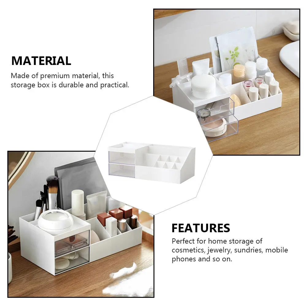 

1pc Storage Box Large Capacity Makeup Organizer For Women Desktop Sundries Holder Jewelry Case Divided Drawer