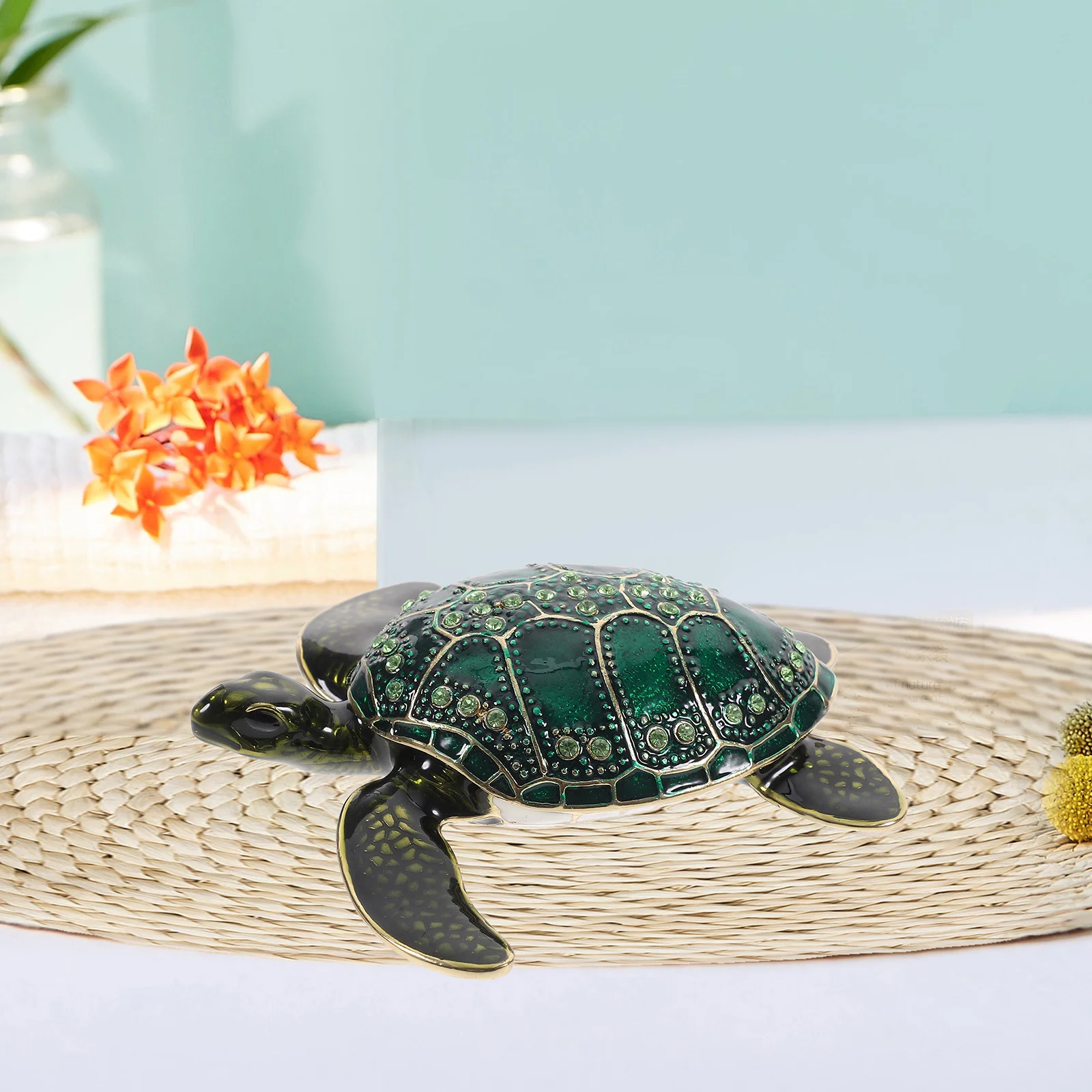 

Sea Turtle Jewelry Box Enamel Trinket Holder for Rings Necklaces Bracelets Jewelry Storage Organizer Desktop Vanity Decor