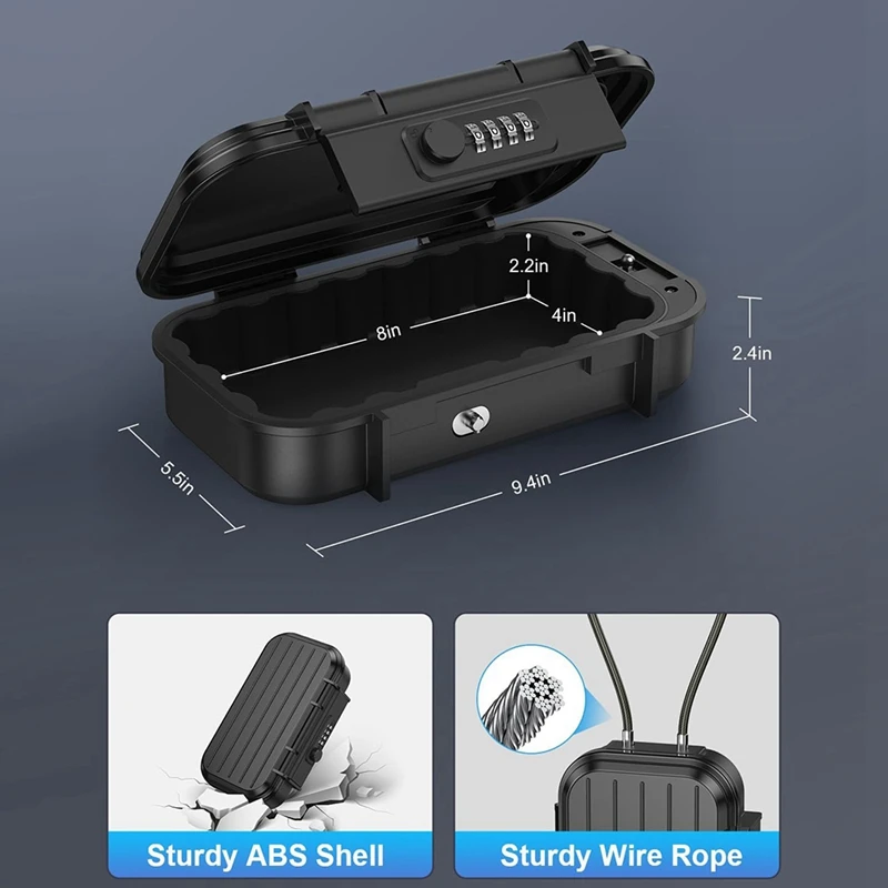 Portable Lock Box, 4-Digit Combination Lock Box for Travel, Anti-Theft Small Safe Box with Removable Chain, Cash Box-SPMI