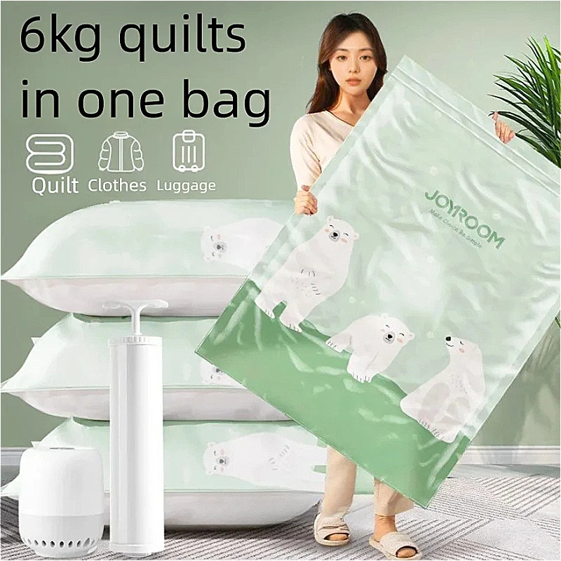 Bolsas de Compresión al Vacío (3 Piezas) para Almacenamiento de Ropa, Edredones de Algodón, Viajes, con Bomba Manual Mediana