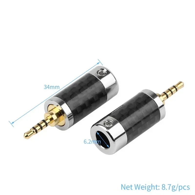 Jack 2.5mm 3.5mm Plug For Soldering 4 Pole Headphone Plugs 2.5 3.5 TRRS Connector Carbon Fiber Shell Audio Jacks Earphone Cable