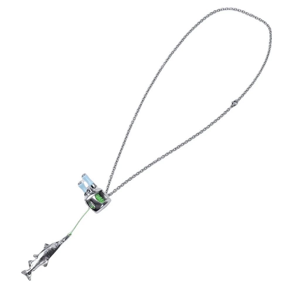 Durable Multifunctional Rotating Handle Zinc Alloy Adjustable Fishing Pendant Necklace Mini Fishing Reel Backpack Decoration