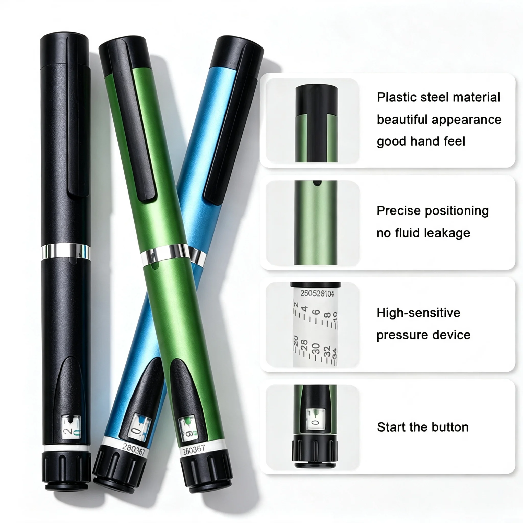Reusable V2 Peptide Pen Insulin Injection Pen Precise 60IU Adjustable Dose Clear Scale Injector  Diabetic Injection Accessory