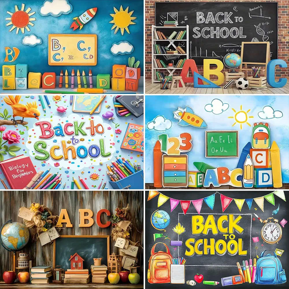 

Welcome Back to School Decoration Blackboard Pencil Photo Booth Background Holiday Education Theme Activity Logo Supply Backdrop