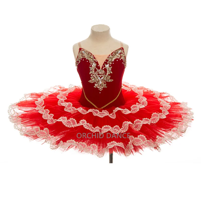 المهنية عالية الجودة حجم مخصص لون مخصص أداء المنافسة ارتداء الاطفال الفتيات النساء الكبار الأحمر الباليه توتو