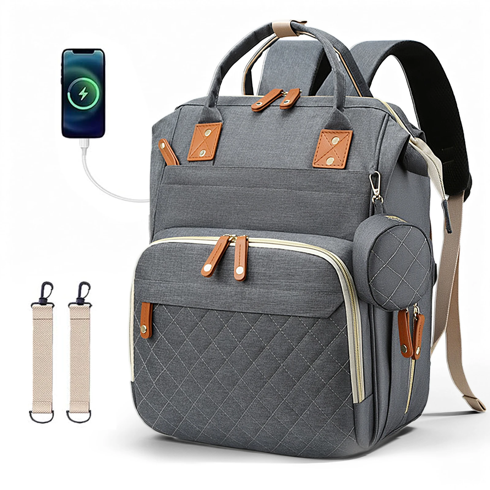 Bolsa de cambio de bebé ligera Mochila unisex Bolsas de pañales Bolsa de viaje de pañales para mamá y papá | Porta chupete