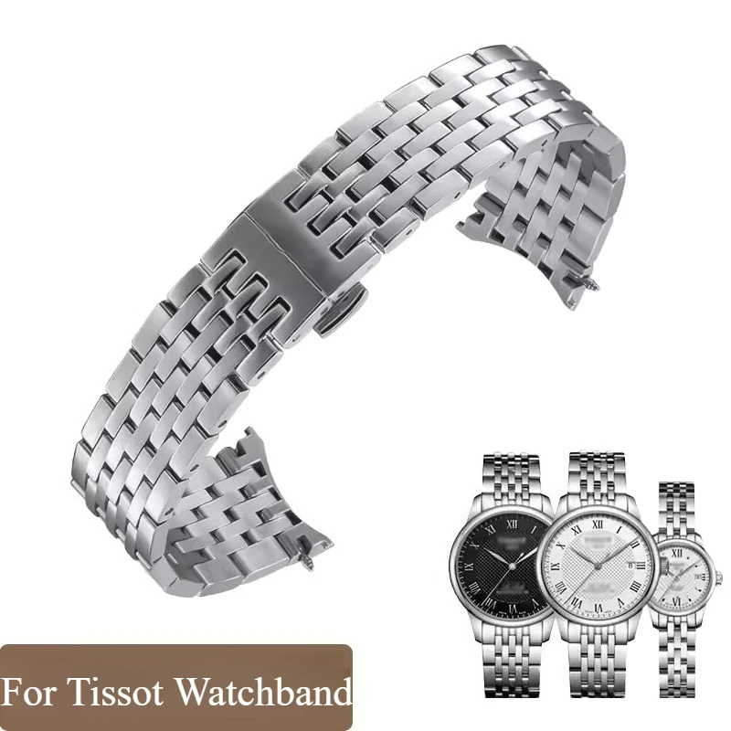 For Tissot 1853 Original Le Locle Series Men Women Steel Watch Strap Butterfly Buckle Stainless Steel Bracelet Sliver 19mm