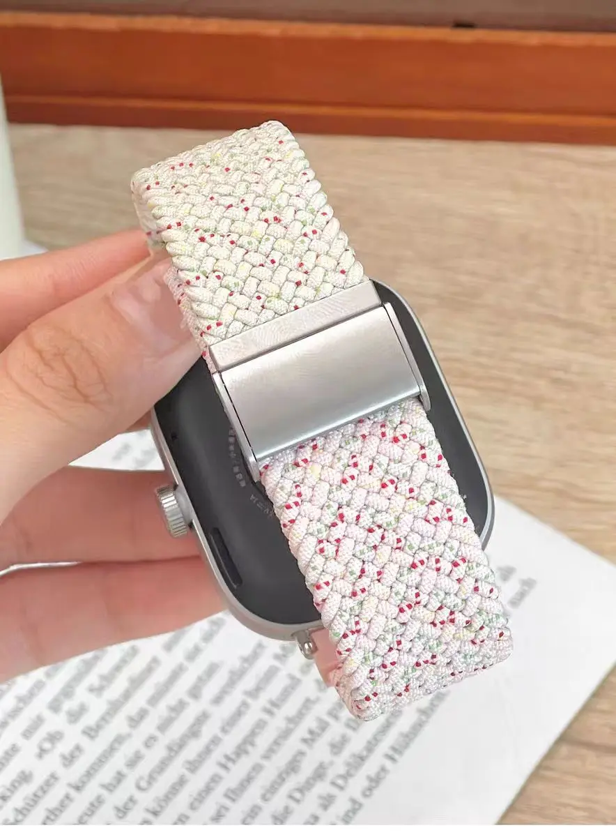 Zweifarbiges Nylonarmband für Samsung Galaxy Watch 7 6 5 4 Classic, verstellbares geflochtenes elastisches Band für Huawei GT5 6 4 3/Garmin Watch.