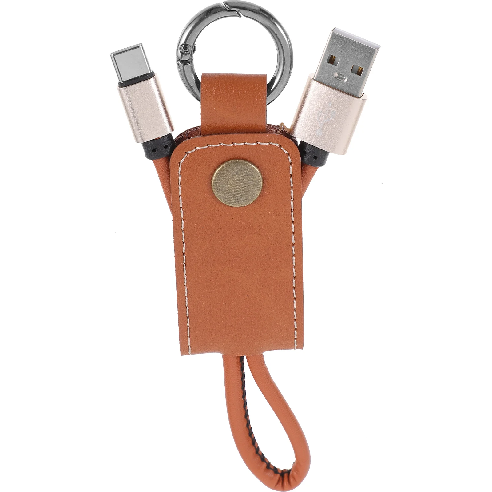 

Type-c Charging Cable Keychain High Speed Usb Data Sync Brown Holder with