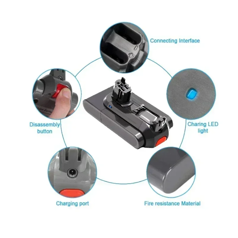 جديد 2026 SV14 25.2 فولت 5Ah ليثيوم أيون مكنسة كهربائية بطارية قابلة للشحن ل دايسون V11 المطلق V11 الحيوان SV15 970145-02 #5