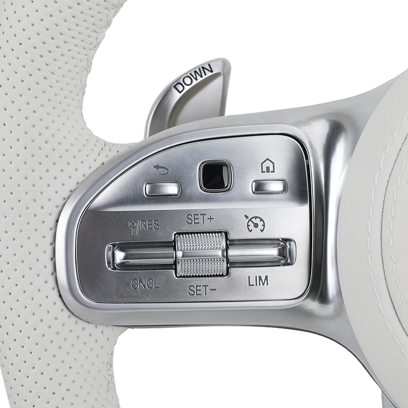 Nachrüstbares Upgrade: Weißes Sportlenkrad aus Vollleder für E-Klasse W204 W205 W167 W213 W222 W207 W212 CLA W176 W213 – Detail 2