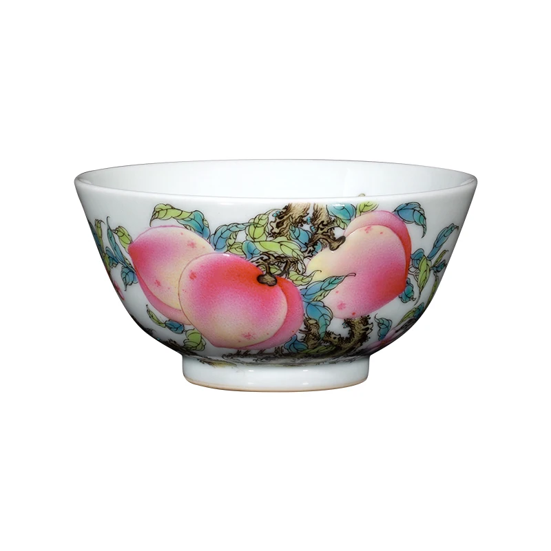 Zhongjiayao Jingdezhen Handmade Nine Peaches, Five Blessings, And Longevity Peach Master Single Cup High End Enamel Color