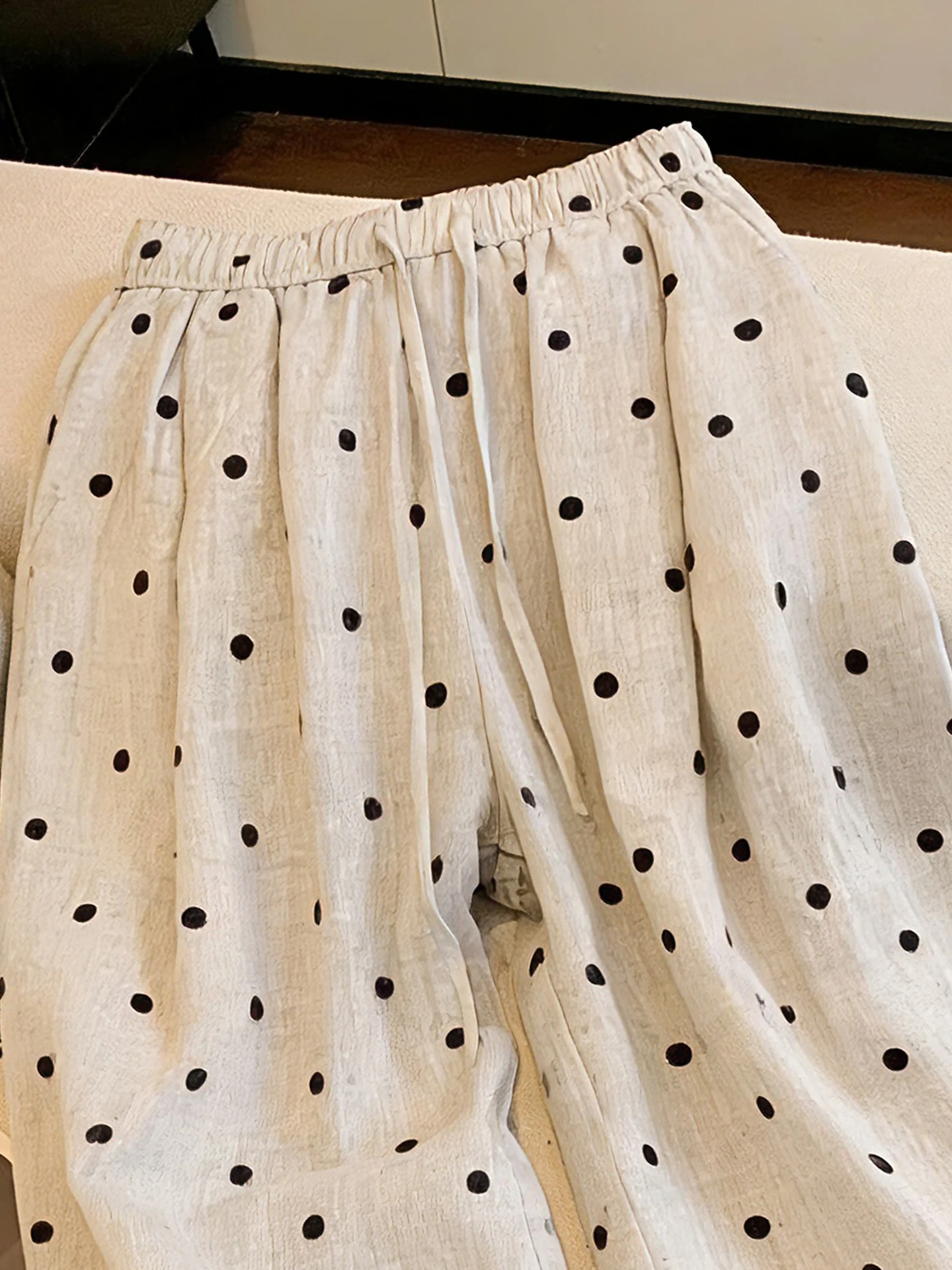 Retro Polka Dot Leinen Loose S – Linen Pant Wide Bewertung und Preis