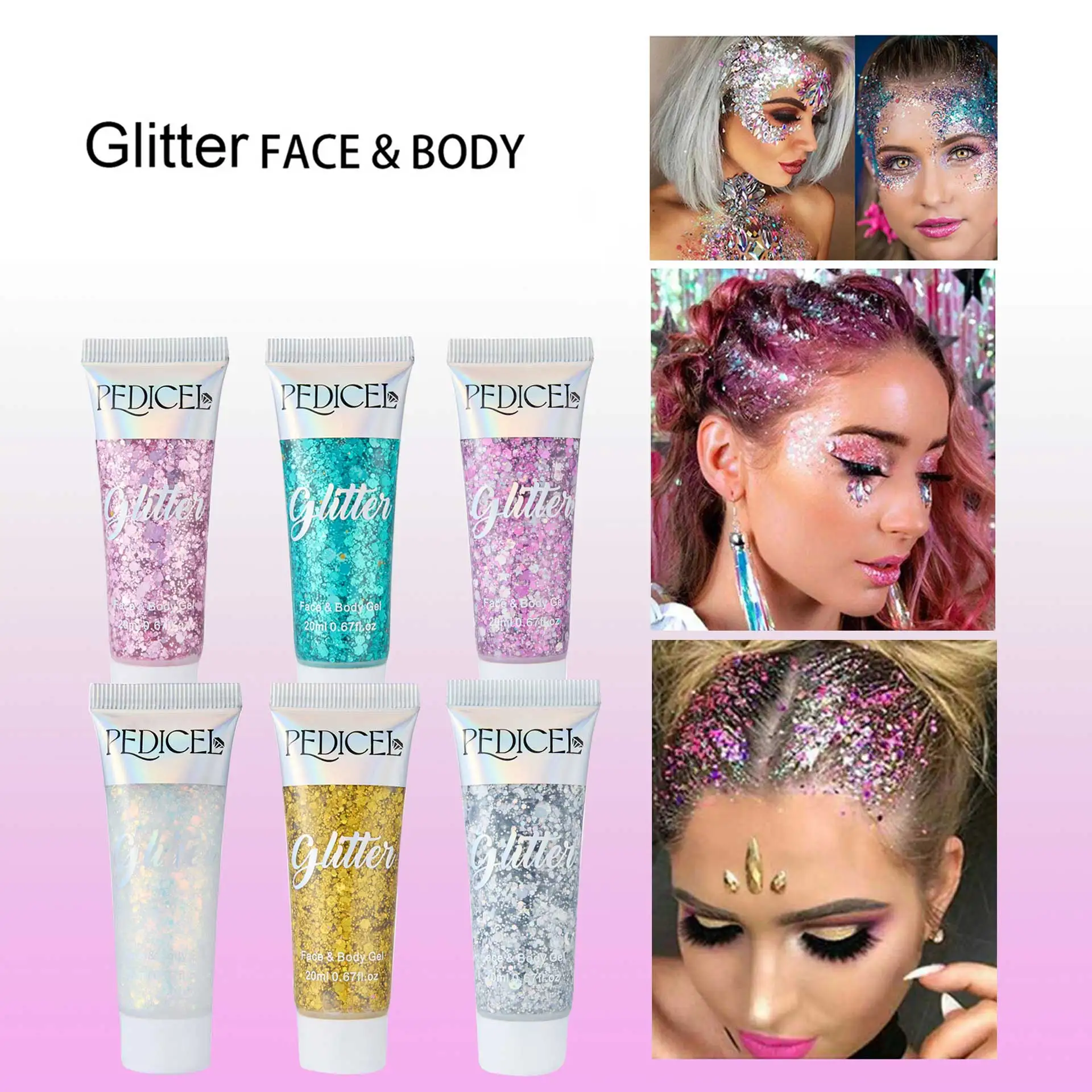 Body Glitter Eyeshadow Hair Fish Scales Gel Lip Dazzle Stage Glitter Ladies Makeup Stage Party Body Glitter Cream Face Jewellery