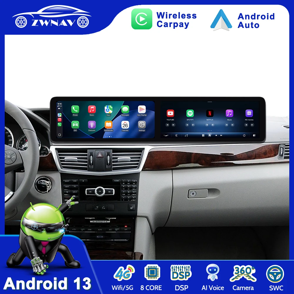 

24.6" Dual Screen For Mercedes-Benz series E-Class(W212) 2009-2015 Carplay Car Radio GPS Navigation Multimedia Player Head Unit