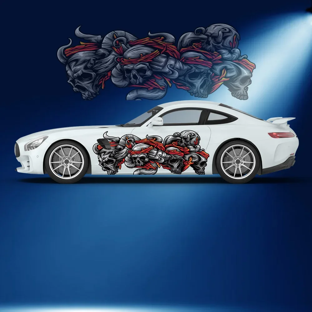 

Terrifying Horned Skull Car Vinyl Wraps Decal Self-adhesive PVC Sticker Suitable for Trucks SUV Decoration Auto Accessories Gift