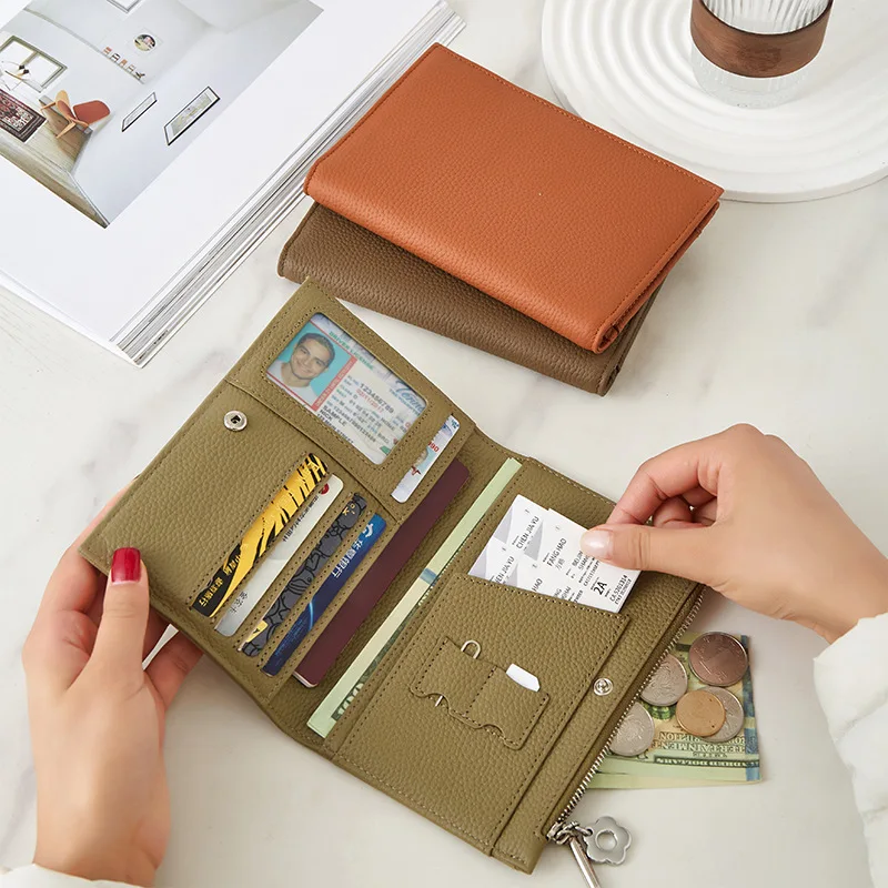 

Высококачественный легкий роскошный женский кошелек из натуральной кожи на молнии, ультратонкий портативный многофункциональный кошелек для хранения