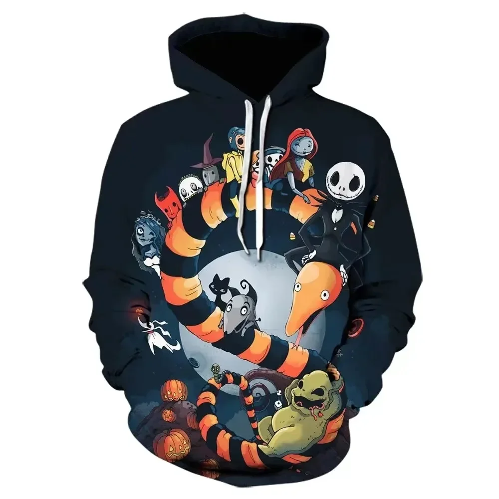 New Halloween Hoodies Nightmare Before Christmas 3D Print Hoodie Men Women Fashion Oversized Sweatshirts Kids Autumn Tracksuits