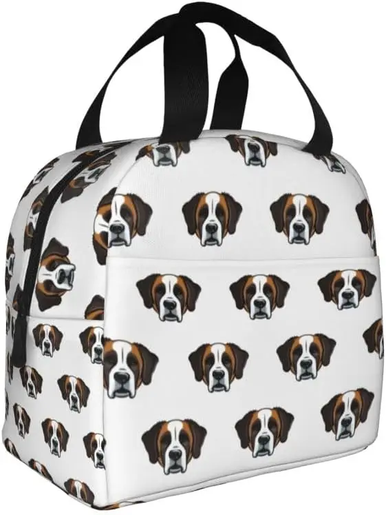 St Bernard Dog Lunch Box Tote Bag Reusable Insulated Lunch Bag for Work Picnic Fishing