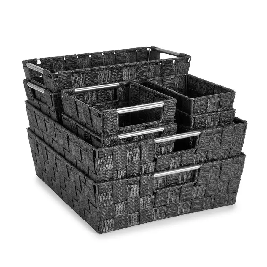 

Set of 9 Woven Storage Baskets Mesh HandWoven Baskets for Organizing, Fabric Storage Bins for Linen Closet Organizer, Storage Ba